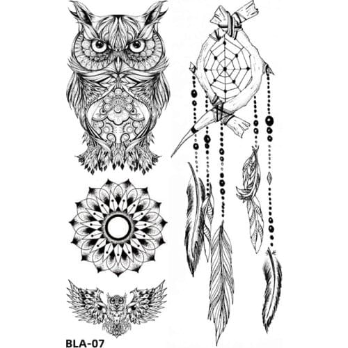Owl/Lotus/Dreamcatcher Waterproof Temporary Tattoos Sticker feather flower Tattoo Body Art fake tattoo sleeve tatoo