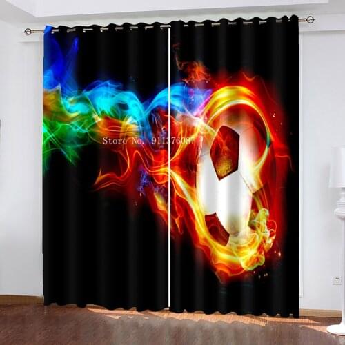 Blackout Curtains Custom 3D football Polyester fabric Curtains For Living room Bedroom Study Office Kids room Kitchen Curtains
