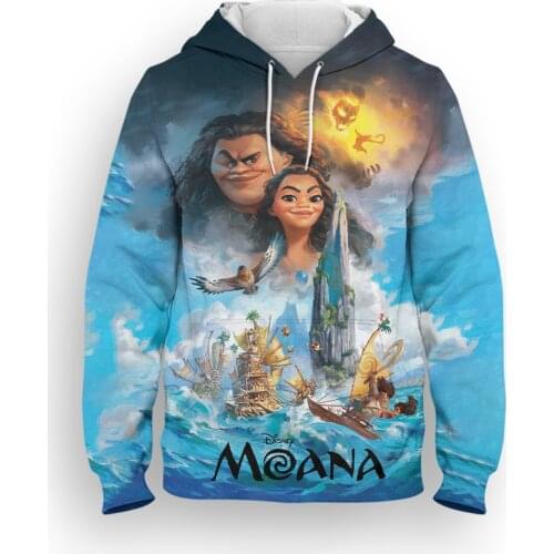 Cartoon Anime Women Sweatshirts Disney Moana 3D Print Boy Girl Kids Hoodies Fashion Streetwear Oversized Mens Pullovers