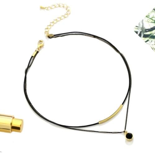 Japan and South Korea summer fashion simple fresh double crystal temperament womens versatile Necklace accessories wholesale