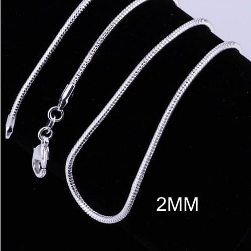 Wholesale 925 sterling silver fashion trend necklace 2MM snake bone chain with chain 18/20/22/24 inch ladies party jewelry
