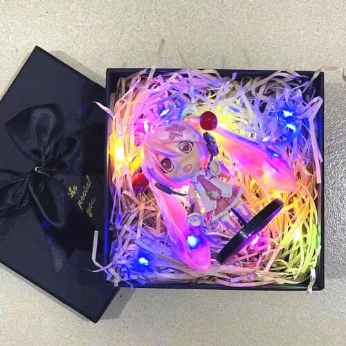 10CM Hatsune Miku Pink Cherry Blossom Ghost Future Q Version Doll PVC Movable Doll Girl Model Toy Gift Random Gift Box Set