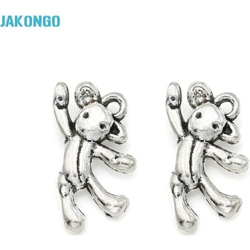 20pcs Antique Silver Plated Dancing Bear Charms Beads Pendants for Jewelry Making DIY Handmade 20x11mm