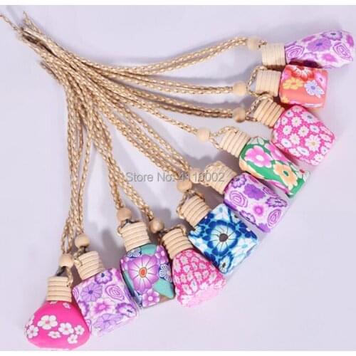 200pcs 12-15ml Polymer Clay Essence Oil Diffuser Perfume Empty Bottle Car Hang Decoration Tourist Souvenirs