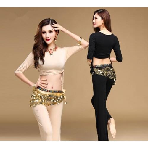 2018 Quality belly dance costume set bellydance clothing indian set gauze set pants color block set Top&Pants&Belt