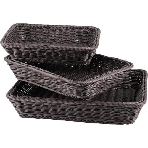 3 Pcs Wicker Bread Basket,Handmade Woven Basket,Tabletop Display Organizer Serving Baskets for Food Fruit Snacks Basket