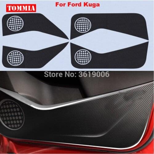TOMMIA For Ford Kuga 2013-2017 Car Inside Door Cover Scratch Protection Anti Kick Pads Carbon Fiber Stickers 4pcs