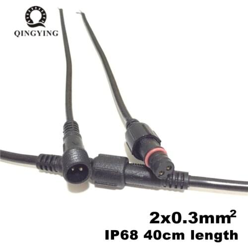 5 Pairs 2 Pin 40cm Black IP68 Waterproof Connector With Wire Cable Female And Male Plug 2x0.3(mm2) For LED Light Strips