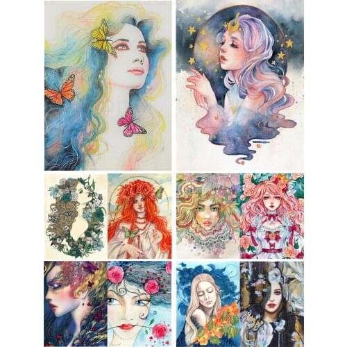 Colored Drawing Butterfly Girl Diy 5D Diamond Painting Full Square and Round Embroidery Mosaic Wall Art Handmade Home Decor Gift