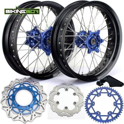BIKINGBOY Supermoto Wheel Rim Hub 3.5 4.25 17" Brake Discs Rotors Bracket Sprocket YZ250F YZ450F 09 10 12 13 14 15 16 17 18 19