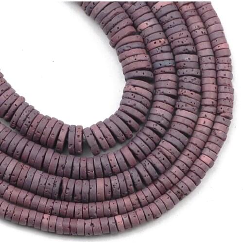 Ink purple Flat Round Volcanic lava Beads Natural Stone 4 6 8mm Spacer Loose Beads for Jewelry Making DIY Beacelet Accessories