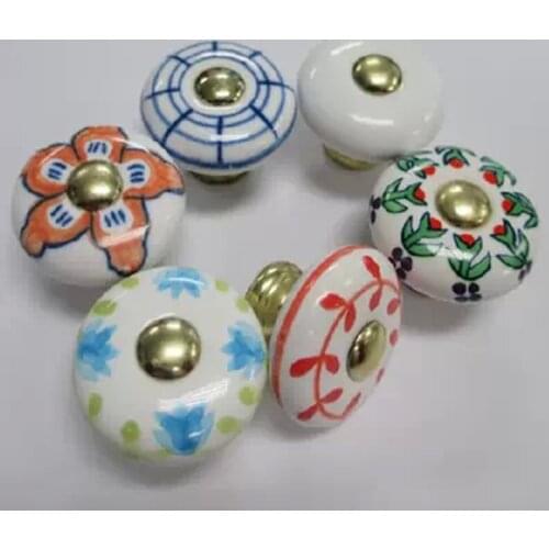 Childrens room environmental protection knobs Colorfuls drawer single hole handle New cute cartoon handle Ceramic cabinet knobs