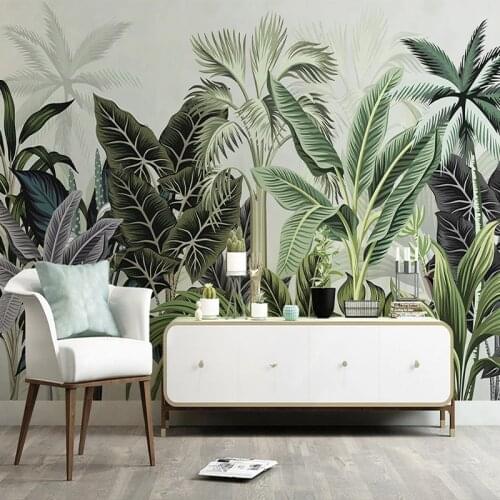 Custom Photo Wall Papers Home Decor 3D Hand Painted Tropical Plant Banana Leaf Dining Room Living Room Bedroom Mural Wallpaper
