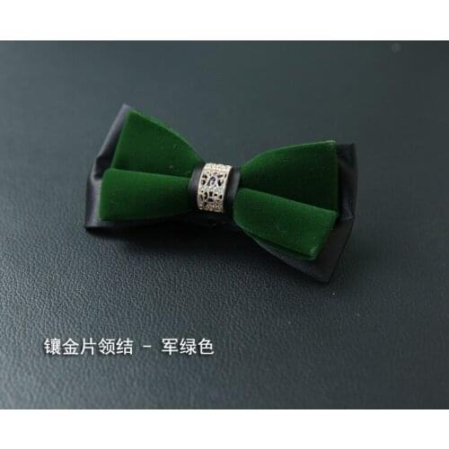 Mens formal wear diamond-studded groom bow tie wedding best man Korean version of the flat angle 6-color red bow new stock