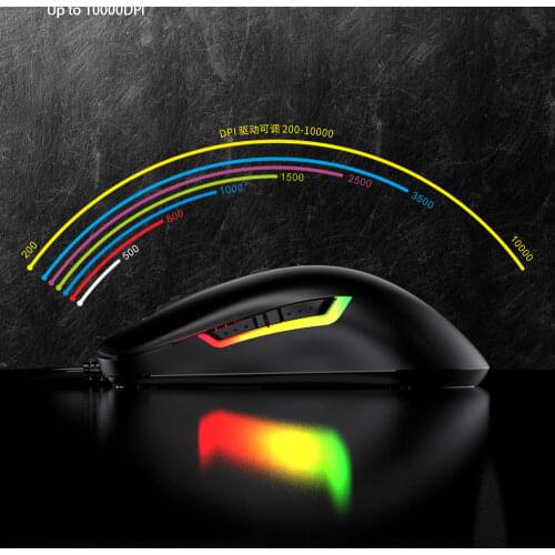 AJAZZ AJ125 Gamer Mouse Wired Gaming Sensor MAX 10000DPI Six Gears Optical Mouse for Windows/Mac Desktop Notebook