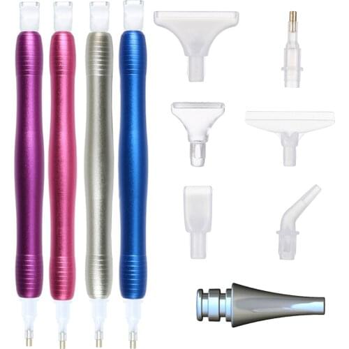 5D DIY Diamond Painting Tool Metal Point Drill Drill Pen With Metal Pen Heads Pen Tip Kit For Square/Round Diamond Painting