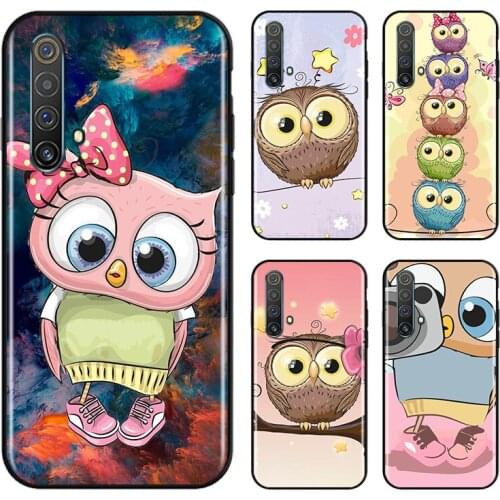 Cute Owl Hearts Lover For OPPO Find X3 X2 K5 K3 R17 R15 R9S F19 F15 F11 F9 F7 F5 Neo lite Pro Black Soft Phone Case