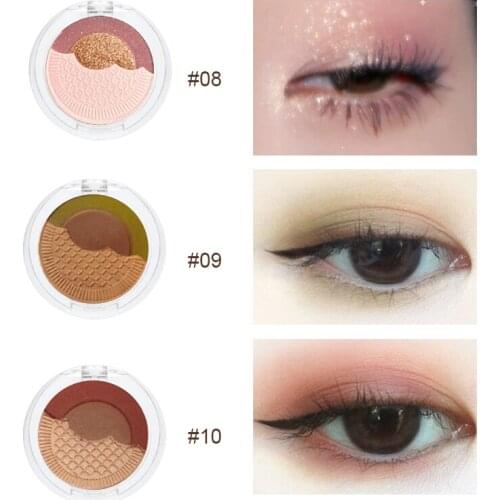 Cute Cookies 3colors Baking Eyeshadow Palette Matte Pearl Sequins Longlasting Waterproof Portable Makeup Eyeshadow TSLM1