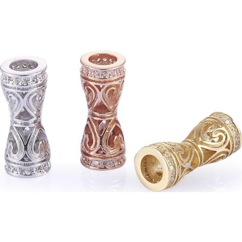 5pcs free shipping Trendy Zircon Hollow Beads For Jewelry Making Copper Micro Pave Crafts Charm Czech Beads Beading Wholesale