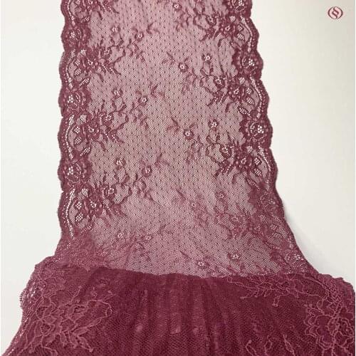 3y/lot Width 26.50cm Soft Elastic Stretch Lace Trims Burgundy For Clothing Accessories Dress Sewing Applique Costume Lace Fabric