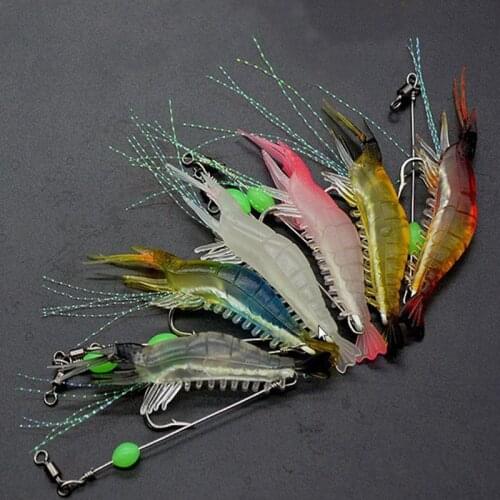 1pcs Soft Rigs 8cm 5g Shrimp Simulation Soft Prawn Lure Hook Tackle Bait Fishing Lures Glow In The Dark Luminous Soft Baits