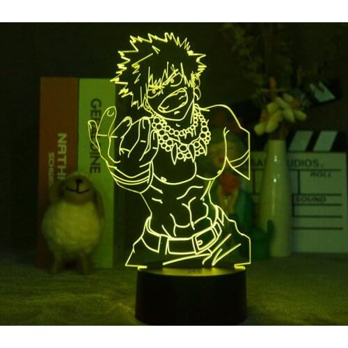 3D Desk Lamp Acrylic Night Light Bedroom Nightlight My Hero Academia Bakugou Katsuki Home Party Decor Cool Kids Anime Fans Gift