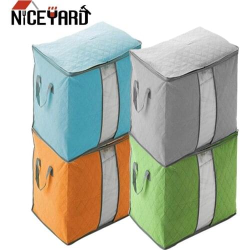 NICEYARD Foldable Wardrobe Closet Organizer Partial Transparent Underbed Box Case Dustproof Sheets Quilt Clothing Storage Bag