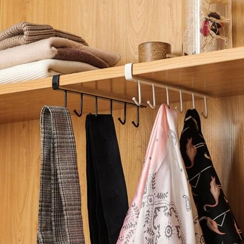 New Hot Fashion 6 Hooks Metal Under Shelf Mug Cup Cupboard Kitchen Organiser Hanging Rack Holder