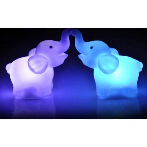 New Fashion New Cute Elephant Shape Color Changing LED Night Light Lamp Wedding Party Decor for bedroom, home Free Shipping 1224