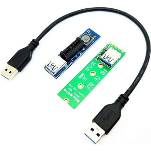 PCIE Riser M-Key NVME M.2 to PCI Express X1 Connector Riser Convert Card Extender Adapter 30CM USB Extension Cable PCIE Extender