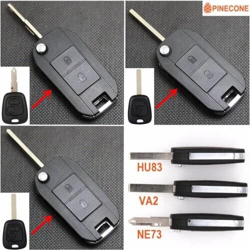 PINECONE Key Shell For PEUGEOT 106 206 307 107 207 407 Key 2 Buttons Modified HU83 VA2 NE73 Blade Flip Folding Car Key Fob