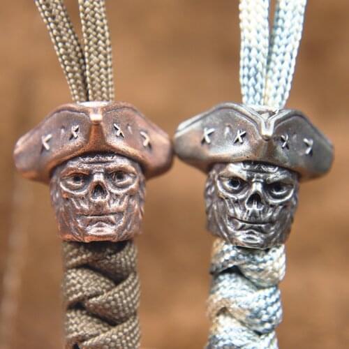 Pirate Cap Ghoul Skull Head Brass Knife Beads Charms DIY Paracord Bracelet Accessories EDC Outdoor Umbrella Rope Lanyard Pendant