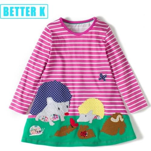 Baby Girls Dress Long Sleeve 2018 Brand Children Princess Dress Animal Pattern for Kids Dresses 100% Cotton Long Sleeve