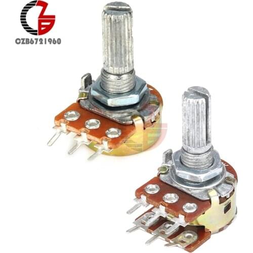 WH148 3Pin 20mm Potentionmeter Switch 1K 2K 5K 10K 20K 50K 100K 250K 500K 1M B10 Potentiometer Single Double Layer