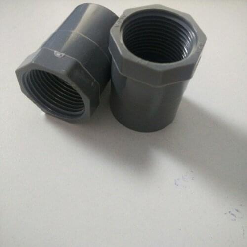 25mm 3/4" BSP Female Thread PVC Straight Pipe Tube Adapter Connector Gray