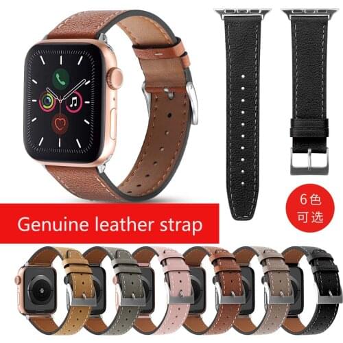 100% Genuine cow Leather band for apple watch strap SE 6 5 4 44mm 40 for iwatch band 38 42mm belt