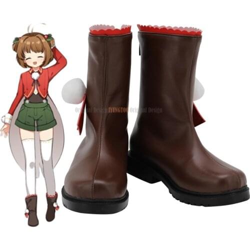 Cardcaptor Sakura Kinomoto Sakura Cosplay Boots Brown Leather Shoes Custom Made Any Size