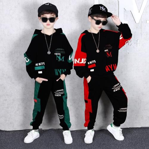 Boys Clothing Sets 2021 Autumn Teens Children Clothes Outfit Kids Tracksuit for Boys Letter Stitching Hoodies+Pants Sports Suit