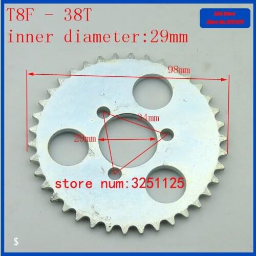 T8F 38T 29mm Silver 38 Tooth For 43cc 49cc Minimoto Moped Scooters 2 Stroke Engine Pocket Bike Mini Quad ATV