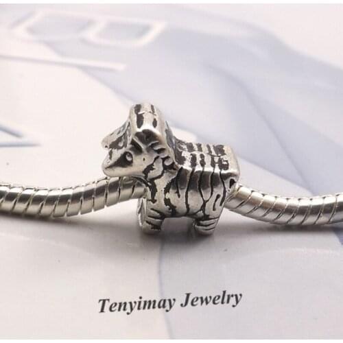 Zebra Shape Antique Alloy Beads European Charm Beads For Snake Chain Bracelet LB846