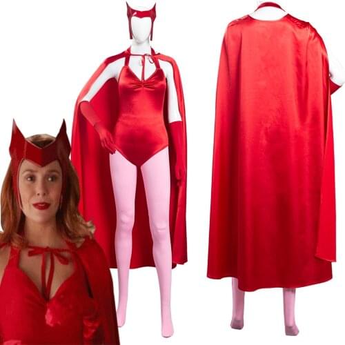WandaVision Scarlet Witch Wanda Maximoff Cosplay Costume Women Jumpsuit Outfits Halloween Carnival Suit