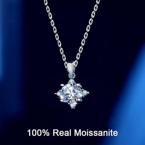 925 Sterling Silver Octagon Star Necklace Women 14K White Gold Moissanite Meteor Necklace Birthday Gift MotherS Day Jewelry