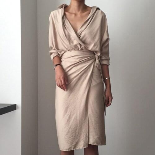 Sexy Deep V Neck High Split Bandage Dress Spring Women New Fashion Elegant Bodycon Chic Dress Retro Straps Waist Pencil Dress