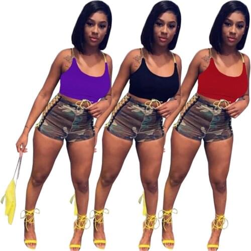 ZKYZWX Camo 2 Piece Sets Womens Outfits Off Shoulder Crop Top Bandage Shorts Summer Clothes Sexy Nigth Clubwear Matching Sets