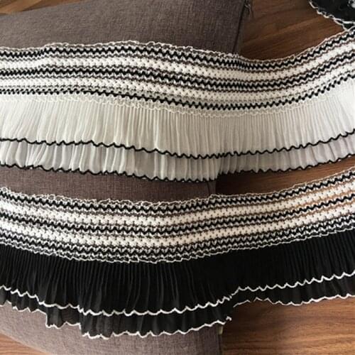 1Yard 10.5 CM Elastic Pleated Chiffon Lace DIY Handmade Sewing Craft Home Textile Doll Clothing Lace Cuff Accessories Material