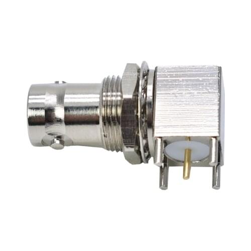 10pcs BNC Female Jack Socket Right Angle 4 Pin PCB Panel Mount Center Solder Chassis Adapter