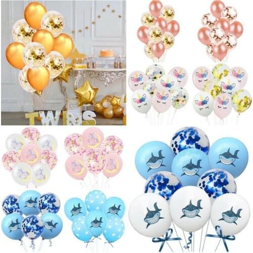 10PC Set Cartoon Shark Unicorn Theme Wedding Birthday Balloons Latex Ballons Kids Boy Girl Baby Birthday Party Decoration DIY