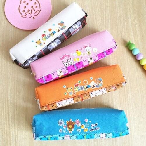 24pcs Cute Canvas Pencil Bag Case Creative Cartoon Pattern Pencil Pouch Student Stationery Gift School Office Supplies Wholesale