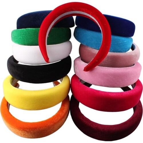 4CM Width Thick Velvet Headbands Fashion Round Vintage Hair Accessories Hair Band Headwear Plastic Hairbands Women Wedding gif