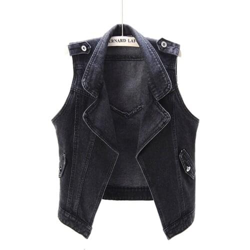 4XL 5XL plus size 2020 women casual sleeveless denim jackets vests epaulet moto fashion jean waistcoat JC250